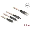 Image de Delock Câble de charge USB RGB 3 en 1 type A vers Lightning / Micro U (1.20 m, USB 2.0), Câble USB