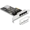 Image de Delock Carte réseau 4x RJ45 1Gbps, PCI-Express x4 (Mini PCI Express), Carte réseau, Argent