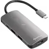 Image de Sharkoon Adaptateur multiports de type C (USB-C, 1 portion), Station d’accueil + hub USB, Gris