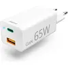 Image de Hama Chargeur rapide, GaN, 1x USB-C PD, 1x USB-A QC, mini-chargeur, 65 W, blanc (65 W, 1 portion), Chargeur USB, Blanc