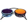 Image de Set Écuelles Eat On Feet, Céramique, 2 × 0,3 L/Ø 12 Cm, Bleu Clair/Orange/Lilas - Mon Animalerie