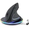 Image de Perixx PERIMICE-713RX Kabellose Wiederaufladbare Vertikale Maus, Duo Kabelgebundene Und Kabellose La (Sans fil), Souris, Noir