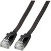 Image de EFB Elektronik Fabricant : Câble patch plat RJ45 U/UTP, Cat.6A, 3m, noir (U/UTP, CAT6a, 3 m), Câble réseau