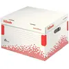 Image de Leitz, Archivage + classement, Esselte boîte d'archives à couvercle rabattable SPEEDBOX, taille : M, blanc/rouge, en carton 100%