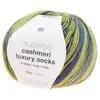 Image de Pelote de Laine à Chaussettes Superba Cashmeri Luxury Socks 4 fils - 100g - Rico Design : Douceur et Luxe pour Vos Pieds(...) - Vert (010 - Vert chiné)