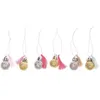 Image de 6 mini boules de Noël à paillettes et pompons fluo & pastel