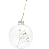Image de Boule en verre décorative naturelle - branche de gypsophile - 8 cm