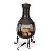 Image de Brasero mexicain, tisonnier, gril en bois, pare-étincelles, jardin, terrasse, antique, h 89 cm, rouge-bronze