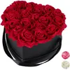 Image de Relaxdays, Plantes artificielles, Boîte à roses e coeur 18 roses (13 cm)