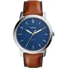 Image de Fossil, Montre, Le minimaliste, Bleu, Multicolore, Marron, Argent, (Horloge analogique, 44 mm)