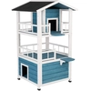 Image de Maisonnette Penthouse L 72 x l 72 x H 124 cm bleu / blanc - pour chat