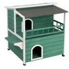 Image de Maisonnette à marquise L 91,5 x l 71 x H 82 cm vert / blanc - pour chat