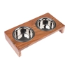 Image de Porte-gamelle Modern Living Nellore en bois, écuelles incluses - capacité : 2 x 400 mL, 13 cm de diamètre
