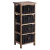 Image de Chiffonnier PLUTO en bois de paulownia brun foncé, 4 paniers en coton tressé noir