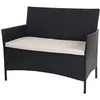 Image de Banc de jardin Halden en polyrotin, banquette anthracite, coussin crème