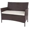 Image de Banc de jardin Halden en polyrotin, banquette marron chiné, coussin crème