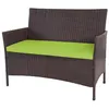 Image de Banc de jardin Halden en polyrotin, banquette marron chiné, coussin vert