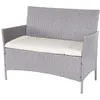 Image de Banc de jardin Halden en polyrotin gris, coussin couleur crème