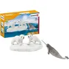 Image de Figurines Glissade des Ours Polaires, Coffret schleich avec 2 figurines oursons et 1 figurine de narval, pour enfants des 3 Ans,