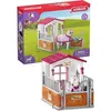 Image de Box avec jument Lusitanienne, coffret schleich avec 12 éléments dont 1 cheval schleich inclus, coffret figurines pour enfants des 5