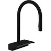 Image de hansgrohe, Robinetterie de cuisine, AQUNO SELECT 170 Mitigeur d'évier, avec douchette extractible, 3jet noir mat
