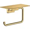 Image de hansgrohe, Dérouleur de papier toilette, Porte-rouleau de papier AddStoris, avec étagère, polished gold