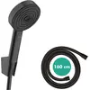 Image de hansgrohe, Pommeau de douche, Support de douche Pulsify 105 3 jets, Relaxation, avec flexible de douche 160 cm (mattsch (3 Types de jets, 11.40 l/min)
