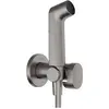 Image de hansgrohe, Robinet de bidet, Mélangeur bidet avec douchette, encastré, chrome noir brossé