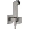 Image de hansgrohe, Robinet de bidet, Bidetarmatur mit Brausegarnitur, Unterputz, Chrom schwarz gebürstet