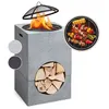 Image de Braséro de jardin - blumfeldt Monolith - Foyer de terrasse - Barbecue - Pare-étincelle - Charbon ou bois - Pierre artificielle grise