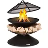 Image de Braséro de jardin - blumfeldt Aguilera - Foyer de terrasse - Grille barbecue Ø65cm - Pare-étincelles - Charbon ou bois - Acier noir