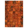 Image de Tapis Patchwork en Cuir Fait Main "Voila" Orange 200 x 290 cm