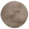 Image de Tapis Uni Rond Doux à Poils Longs "Rabbit" Taupe 120 cm