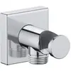 Image de Duravit, Système de douche, Coude de raccordement mural rosace carrée, avec support de douche chromé