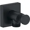 Image de Duravit, Robinetterie de salle de bains, Coude de raccordement mural angulaire Ros avec support de douche noir mat