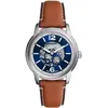 Image de Fossil, Montre, Heritage, Bleu, Marron, Gris, Argent, (Horloge analogique, 43 mm)