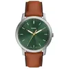 Image de Fossil, Montre, Herrenuhr MINIMALIST, Marron, Vert, Argent, (Horloge analogique, 44 mm)
