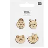Image de Boutons en Bois Tête d'Animaux X4 de Rico Design(...) - Coccinelle, abeille, grenouille, oiseau