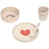 Image de Lässig, Vaisselle + couverts pour enfants, Set de vaisselle pour enfants (Assiette Bol Gobelet Cuillère) Happy Rascals, coeur
