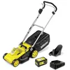 Image de Tondeuse à gazon sur batterie Karcher LMO 3-18- coupe 34 cm- mulshing kit- bac 35l- 3500 tr/min- 350m²