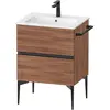Image de Duravit, Meuble sous-lavabo, Sivida Meuble sous-lavabo, 2 tiroirs, poignée encastrée noir diamant mat, 610x477x591mm, p (61 x 47.70 x 59.10 cm)