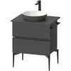 Image de Duravit, Meuble sous-lavabo, Sivida Meuble sous-lavabo sur console, 2 tiroirs, poignée noire diamantée mate, 645x475x54 (62 x 55 x 70 cm)