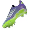 Image de Adidas, Hommes, Chaussures de football, F50 PRO MG PURRUS/FTWWHT/LUCLEM Taille : 9 (43 1/3), Blanc, Violet, Jaune