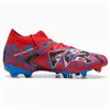 Image de Puma, Unisexe, Chaussures de football, Future 8 Match Playmakers Fg/Ag (45), Bleu, Pink, Noir, Rouge