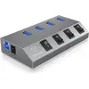 Image de Icy Box IB-HUB1405 (USB-B, 4 ports), Station d’accueil + hub USB, Gris