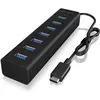 Image de Icy Box Station d'accueil multiport, hub USB 3.0 haute vitesse,IB-HUB1700-C3 (USB-C, 7 ports), Station d'accueil + hub USB, Noir