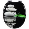 Image de Abattant de toilette WOLTU en MDF avec charnière zinguée. Couvercle de WC. antibactérienne. 43.2x37.6cm. Pierre Noir