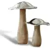 Image de Lot de 2 champignons décoratifs Boletus, argenté vieilli/marron (16 x 23 x 23cm)