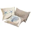 Image de Lot de 3 housses de coussins Sea life, beige/bleu (40 x 40cm)