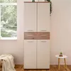 Image de Armoire à chaussures 4 portes 2 tiroirs 70x34,7x185 cm chêne et blanc